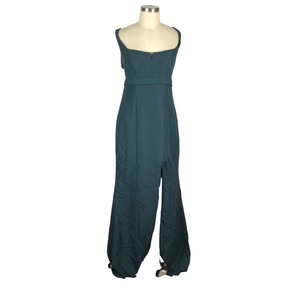 AFTER SIX Evergreen Wide Strap Notch Empire‎ Waist Dress with Front Slit Size 8